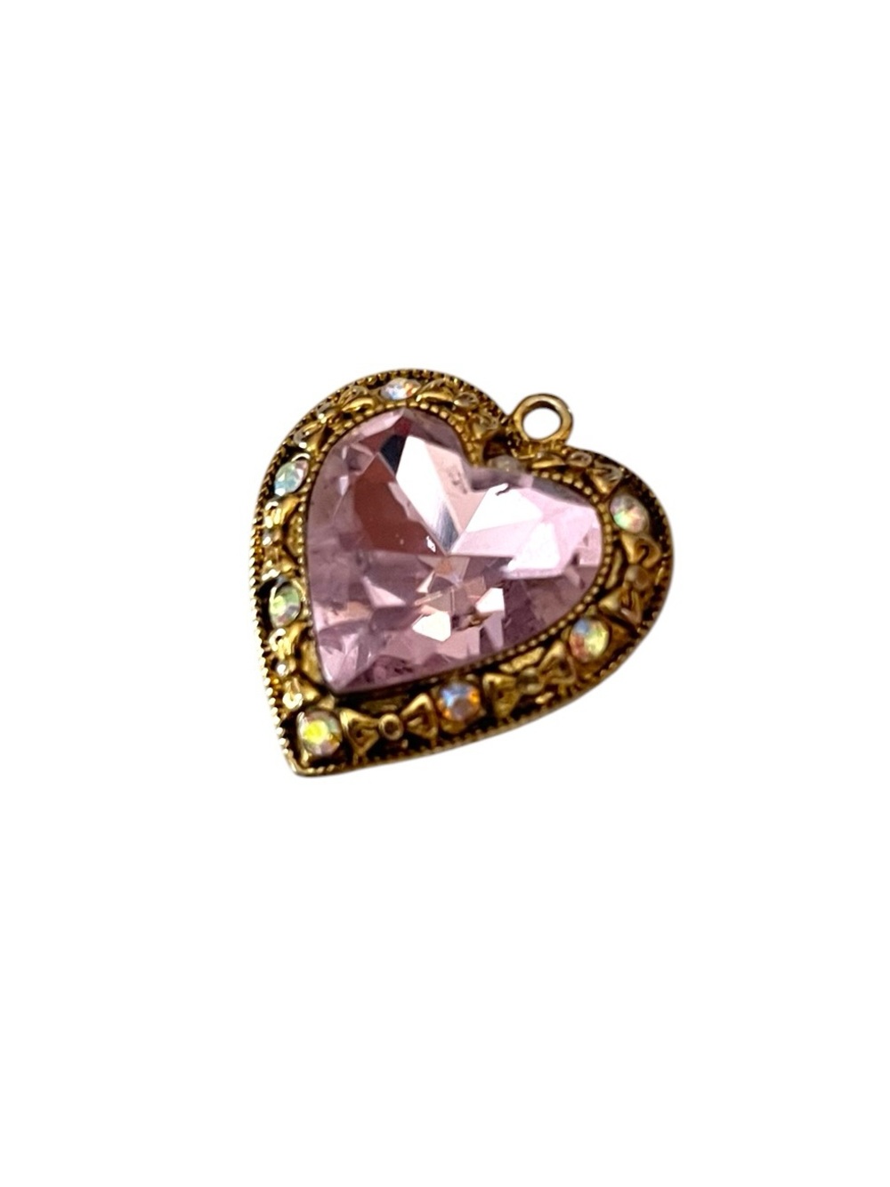 Betsey Johnson Y2K Pink Crystal Heart Pendant - Picture 3 of 5